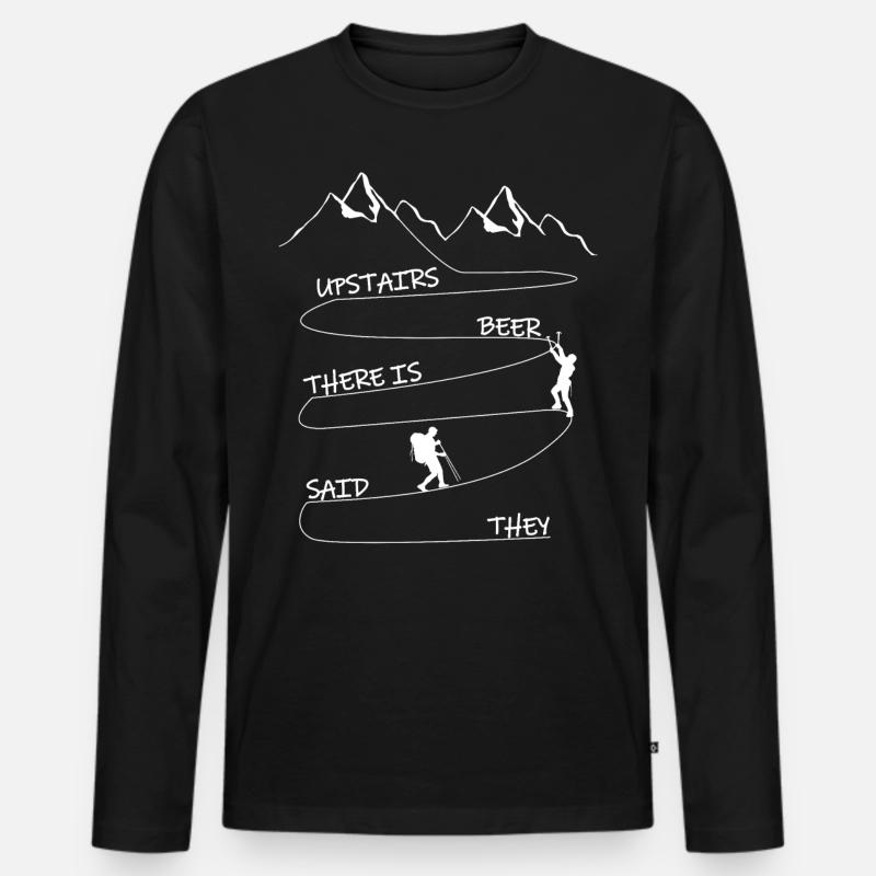 Escursioni, montagna e birra - Maglia a manica lunga ecologica premium da uomo - nero