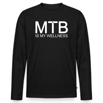 MTB IS MY WELLNESS - Männer Premium Bio Langarmshirt - Schwarz - Vorne - Nico (187cm)
