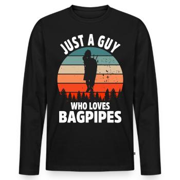 Idée cadeau de cornemuse Joueur de cornemuse Écosse - T-shirt manches longues Premium bio Homme - noir - Devant - Nico (187cm)