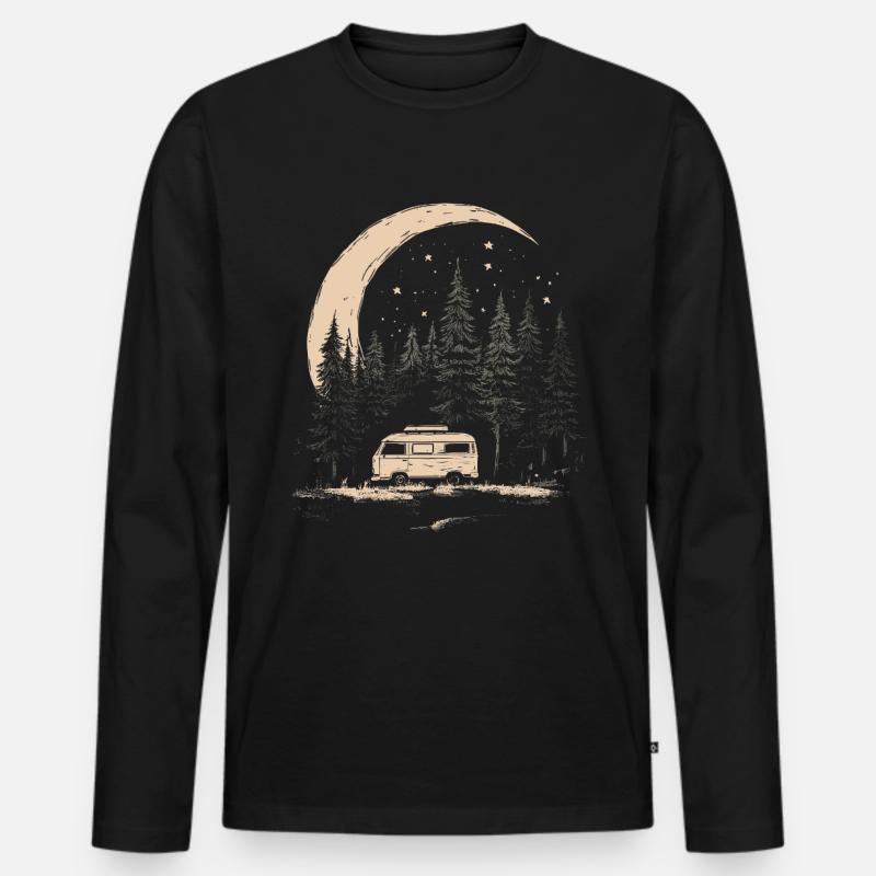 Camper Mond Wald - Männer Premium Bio Langarmshirt - Schwarz