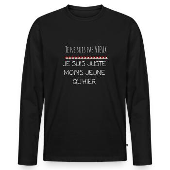 Je ne suis pas vieux - T-shirt manches longues Premium bio Homme - noir - Devant - Nico (187cm)
