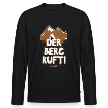 Der Berg ruft! Wandern Natur Outdoor Berge Gipfel - Männer Premium Bio Langarmshirt - Schwarz - Vorne - Nico (187cm)