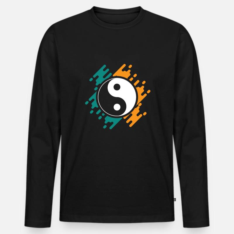 Yin yang - Männer Premium Bio Langarmshirt - Schwarz