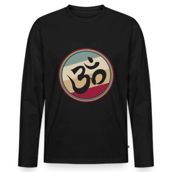 OM - Männer Premium Bio Langarmshirt - Schwarz - Vorne - Nico (187cm)
