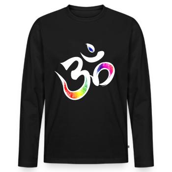 Om Zeichen - Männer Premium Bio Langarmshirt - Schwarz - Vorne - Nico (187cm)