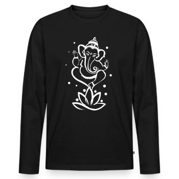 Ganesha - Men's Premium Organic Long Sleeve Shirt - black - Front - Nico (187cm)