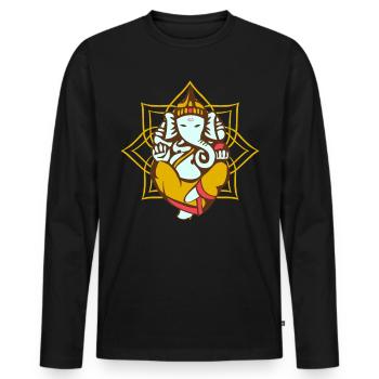 Ganesha - Men's Premium Organic Long Sleeve Shirt - black - Front - Nico (187cm)