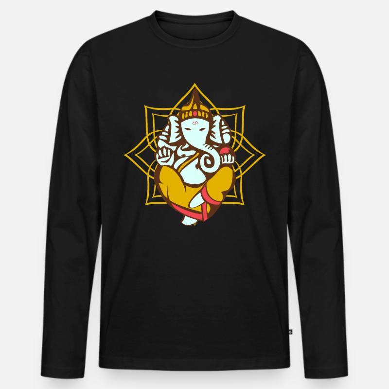 Ganesha - Männer Premium Bio Langarmshirt - Schwarz