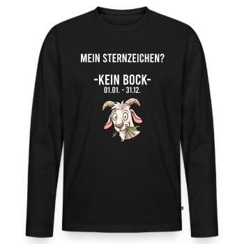 Sternzeichen Kein Bock | Ziege Lustig Geschenk - Männer Premium Bio Langarmshirt - Schwarz - Vorne - Nico (187cm)