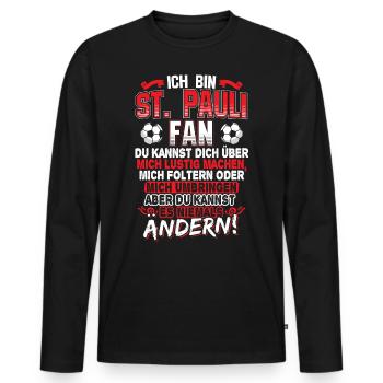 Paulianer Hamburg Sankt Pauli Fan St. Pauli - Männer Premium Bio Langarmshirt - Schwarz - Vorne - Nico (187cm)