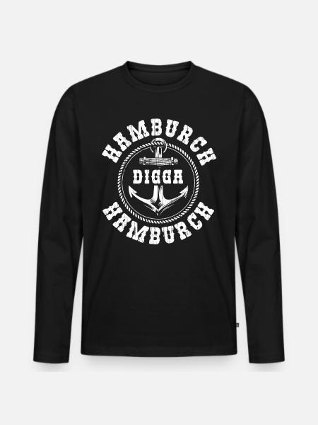 Hamburg Moin Digga Norddeutsch Hamburger Geschenk - Männer Premium Bio Langarmshirt - Schwarz
