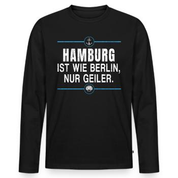 Hamburg Moin Digga Norddeutsch Hamburger Geschenk - Männer Premium Bio Langarmshirt - Schwarz - Vorne - Nico (187cm)