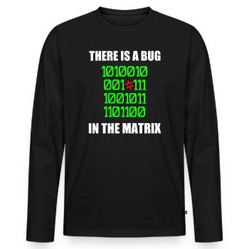 Es gibt einen Fehler in Matrix Marienkäfer Wortspiel, binär - Männer Premium Bio Langarmshirt - Schwarz - Vorne - Nico (187cm)