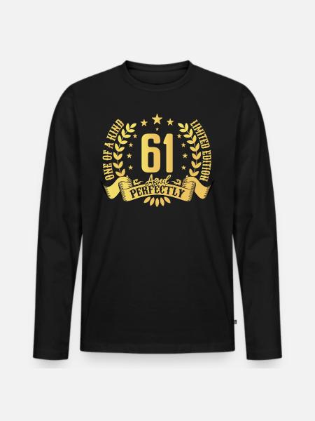 61 years birthday gift 61 years - Men's Premium Organic Long Sleeve Shirt - black