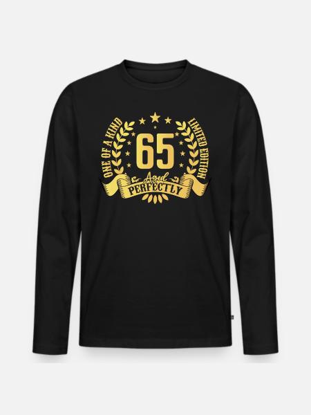 65 vuotta syntymäpäivälahja 65 vuotta - Premium luomulaatuinen miesten pitkähihainen paita - musta
