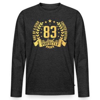 83 ans cadeau d’anniversaire 83 ans - T-shirt manches longues Premium bio Homme - anthracite chiné - Devant - Nico (187cm)