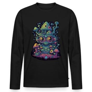 Trippy Alien - T-shirt manches longues Premium bio Homme - noir - Devant - Nico (187cm)