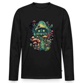 Trippy Alien - T-shirt manches longues Premium bio Homme - noir - Devant - Nico (187cm)
