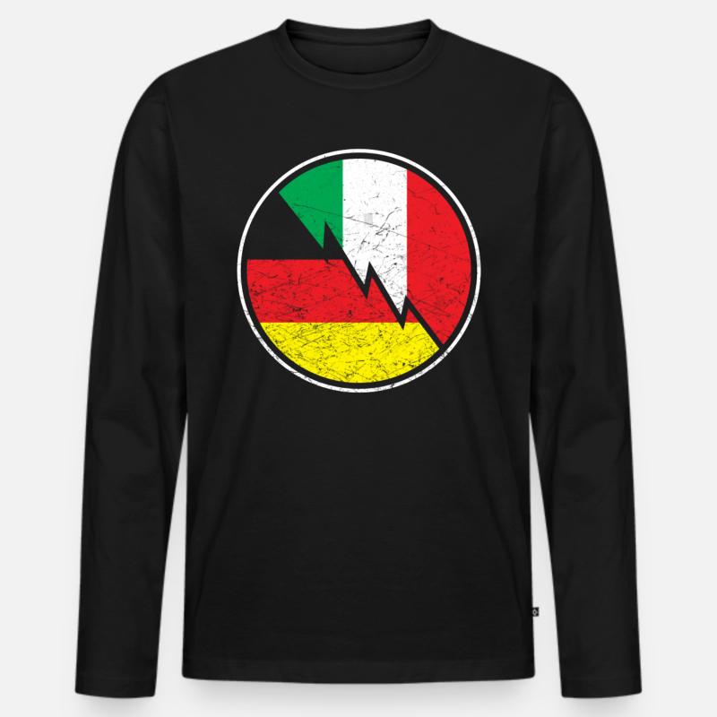 Halber Italiener halber Deutscher - Männer Premium Bio Langarmshirt - Schwarz