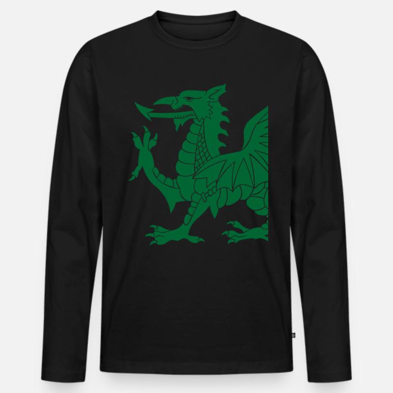 Walisischer Drache - Männer Premium Bio Langarmshirt - Schwarz