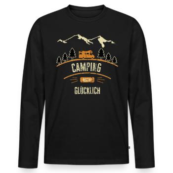 Camping saying happy as a camper gift - Men's Premium Organic Long Sleeve Shirt - black - Front - Nico (187cm)