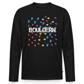 Bouldern Bouldering Klettern Kletterer - Männer Premium Bio Langarmshirt - Schwarz - Vorne - Nico (187cm)