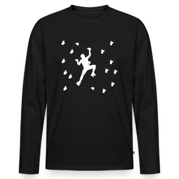 Grimpeur Bouldering Escalade Bouldering - T-shirt manches longues Premium bio Homme - noir - Devant - Nico (187cm)