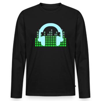 DJ Musik Disco Kopfhörer - Männer Premium Bio Langarmshirt - Schwarz - Vorne - Nico (187cm)