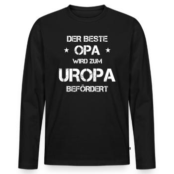 Uropa Geschenk - Männer Premium Bio Langarmshirt - Schwarz - Vorne - Nico (187cm)