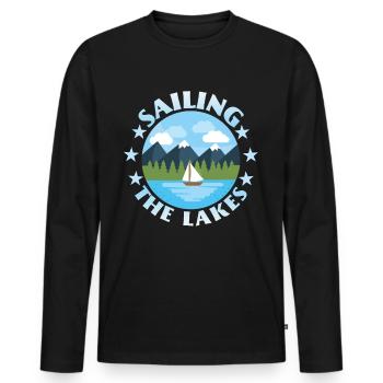 Marin, voilier, dériveur, drôle de dicton - T-shirt manches longues Premium bio Homme - noir - Devant - Nico (187cm)