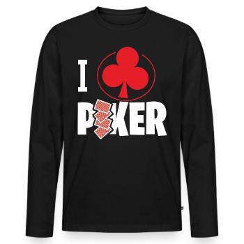 Ich Liebe Poker Mit Herz-Symbol - Männer Premium Bio Langarmshirt - Schwarz - Vorne - Nico (187cm)