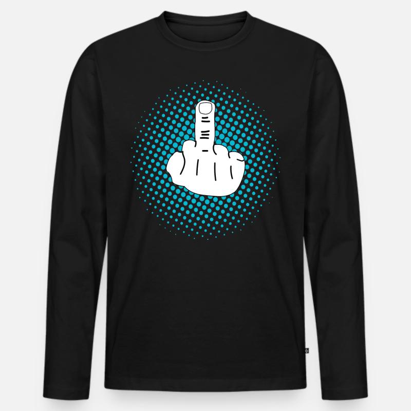 Mittelfinger Design - Männer Premium Bio Langarmshirt - Schwarz