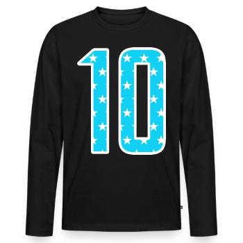 10 Zahl Trikotnummer Team - Männer Premium Bio Langarmshirt - Schwarz - Vorne - Nico (187cm)