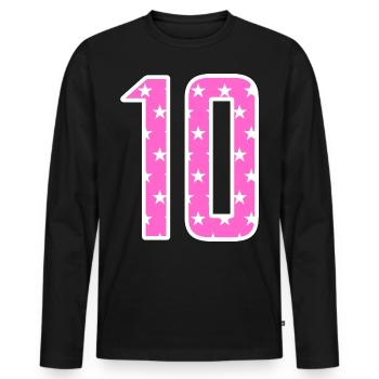 Zehn Zahl Trikotnummer Crew - Männer Premium Bio Langarmshirt - Schwarz - Vorne - Nico (187cm)