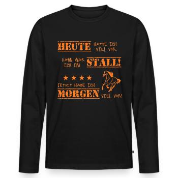 Pferdesprüche Lustiger Pferdespruch T-Shirt - Männer Premium Bio Langarmshirt - Schwarz - Vorne - Nico (187cm)