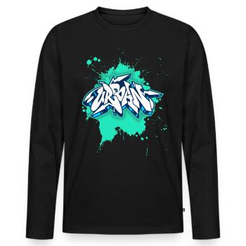 Graffiti urbain, style grunge, graffiti grunge - T-shirt manches longues Premium bio Homme - noir - Devant - Nico (187cm)