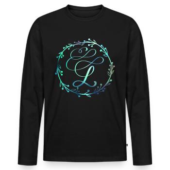 Monogram, Letter L, Calligraphy Ornament - Men's Premium Organic Long Sleeve Shirt - black - Front - Nico (187cm)