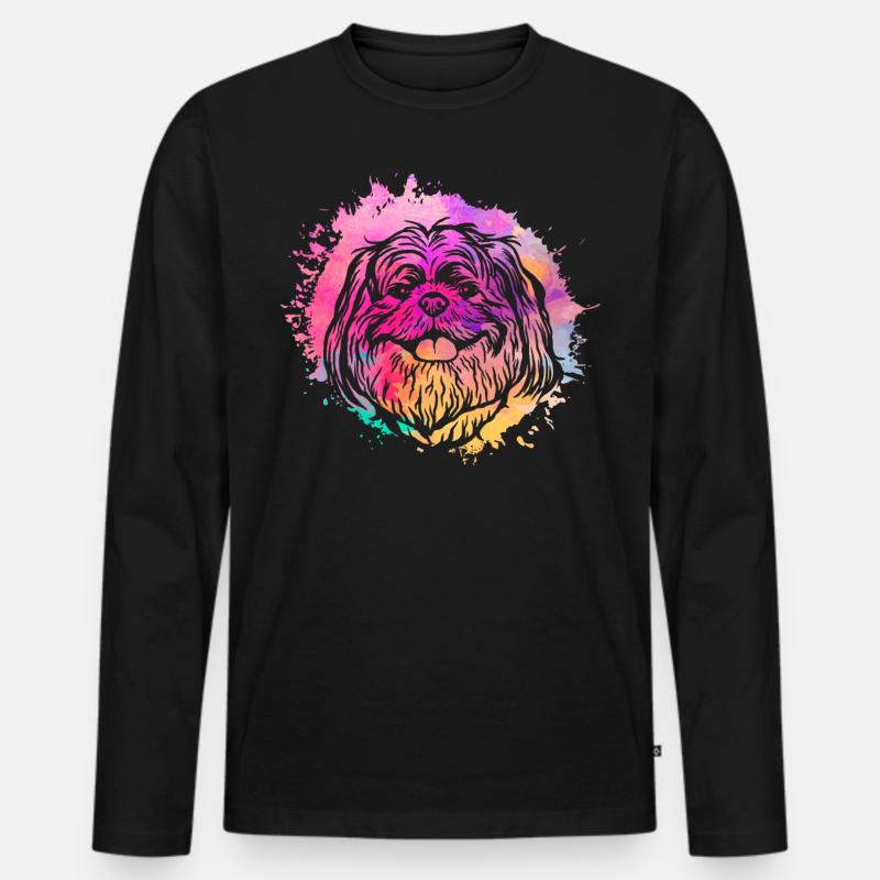 Shih Tzu - Männer Premium Bio Langarmshirt - Schwarz