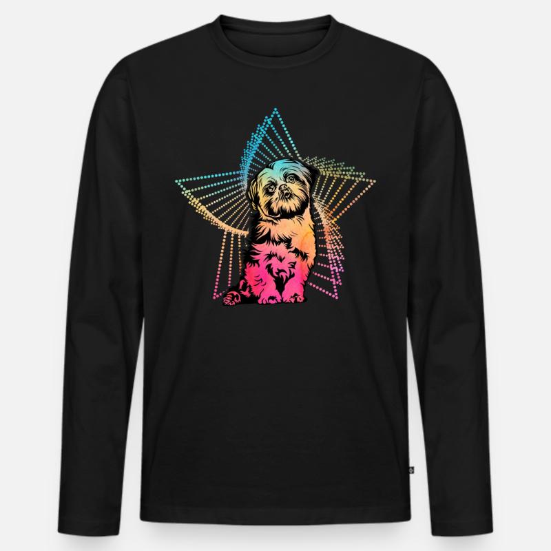 Shih Tzu - Männer Premium Bio Langarmshirt - Schwarz
