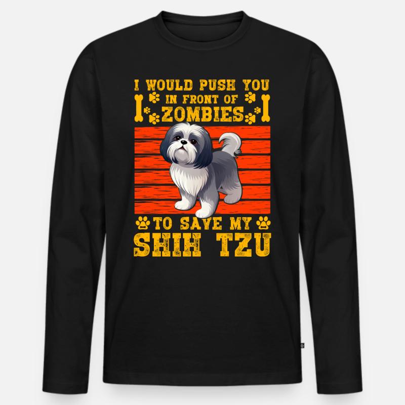 Shih Tzu - Männer Premium Bio Langarmshirt - Schwarz
