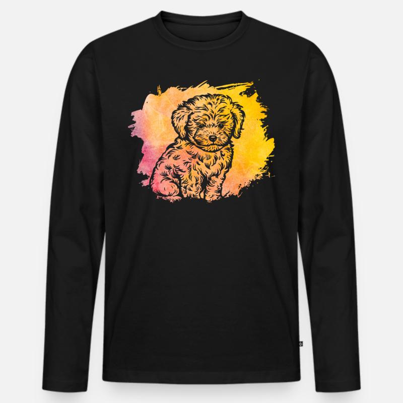 Havaneser Retro - Männer Premium Bio Langarmshirt - Schwarz