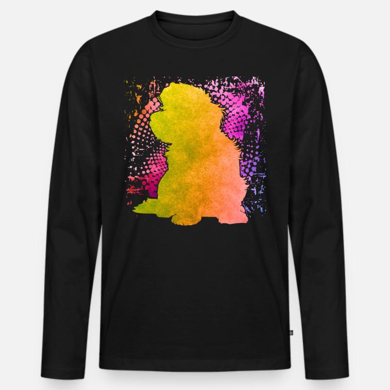 Havaneser Retro - Männer Premium Bio Langarmshirt - Schwarz