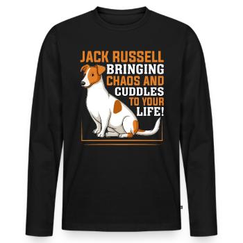 Jack Russell bringing chaos and cuddles to your - Men's Premium Organic Long Sleeve Shirt - black - Front - Nico (187cm)