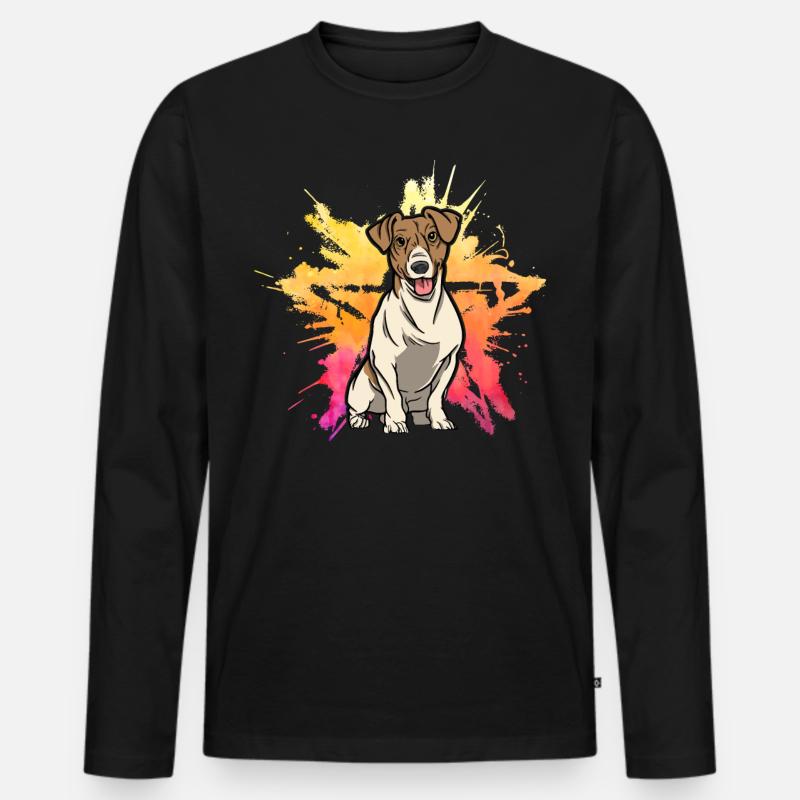Jack Russell - Männer Premium Bio Langarmshirt - Schwarz