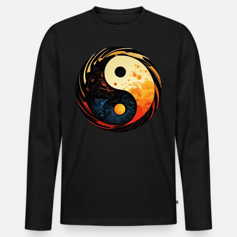 Yin Yang - Männer Premium Bio Langarmshirt - Schwarz