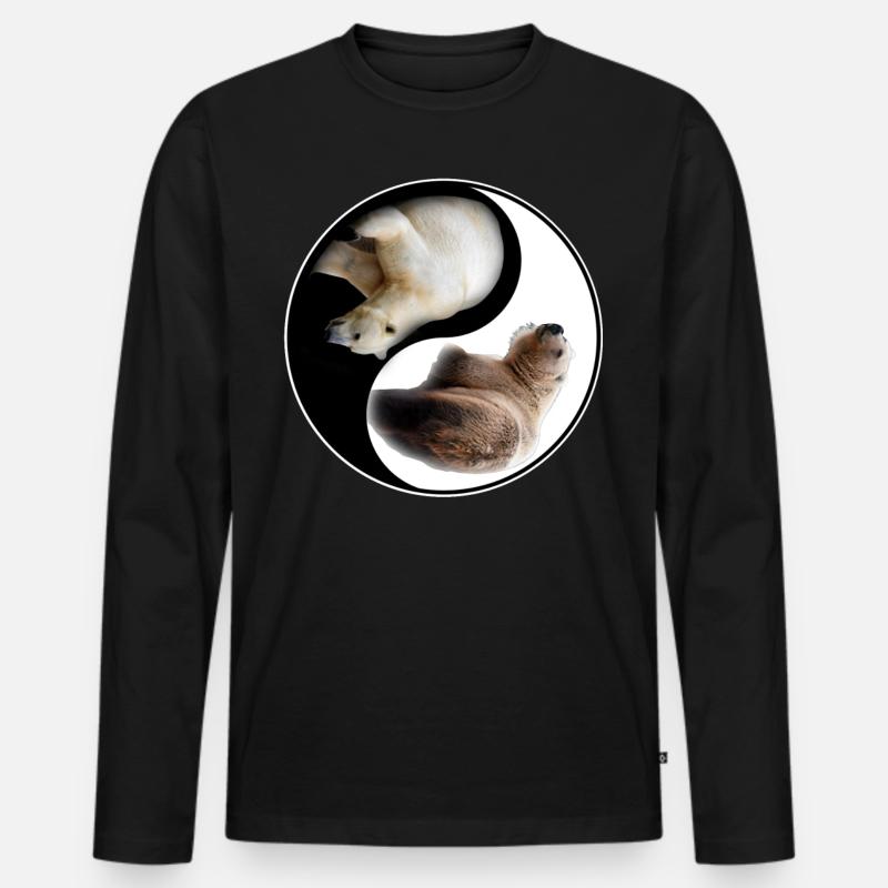 Yin Yang Bär - Männer Premium Bio Langarmshirt - Schwarz
