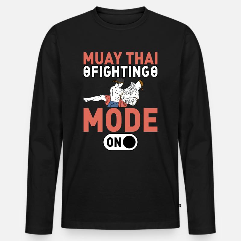 Muay Thai Kampfmodus an - Männer Premium Bio Langarmshirt - Schwarz