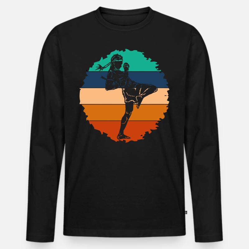Muay Thai - Männer Premium Bio Langarmshirt - Schwarz