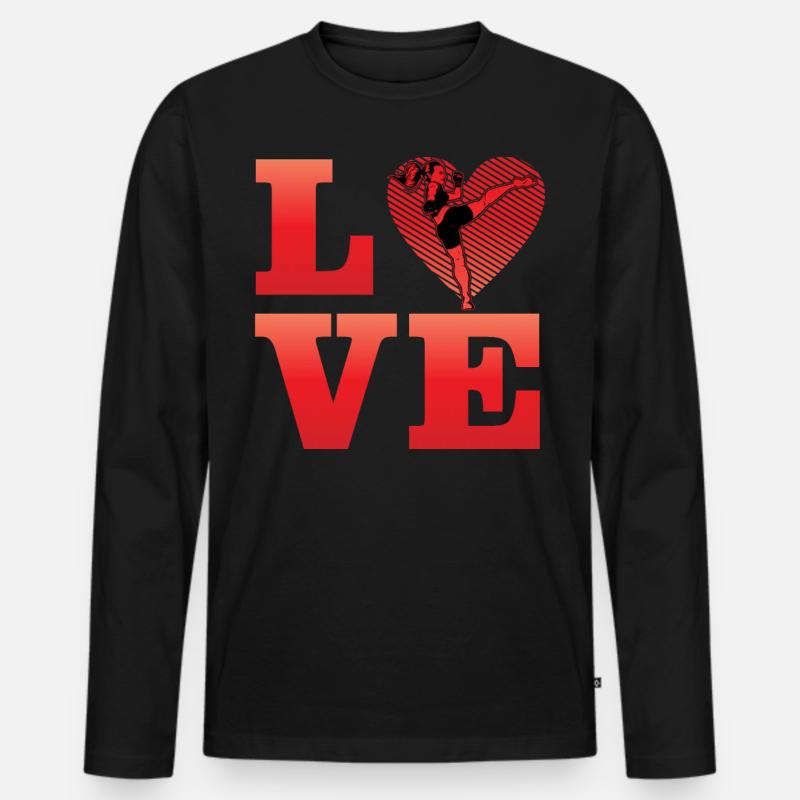 Muay Thai Liebe - Männer Premium Bio Langarmshirt - Schwarz