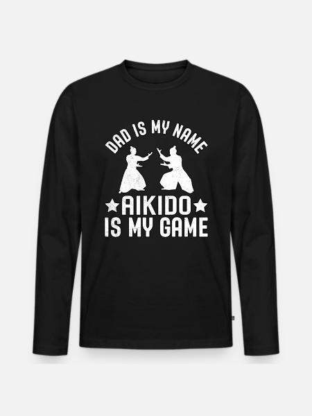 Far hedder Aikido er mit spil - Premium økologisk langærmet T-shirt til mænd - sort